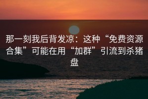 那一刻我后背发凉：这种“免费资源合集”可能在用“加群”引流到杀猪盘