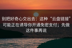 别把好奇心交出去：这种“云盘链接”可能正在诱导你开通免密支付；先做这件事再说