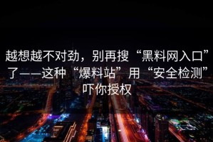 越想越不对劲，别再搜“黑料网入口”了——这种“爆料站”用“安全检测”吓你授权