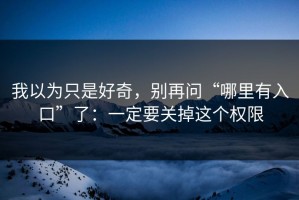 我以为只是好奇，别再问“哪里有入口”了：一定要关掉这个权限