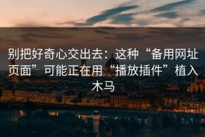 别把好奇心交出去：这种“备用网址页面”可能正在用“播放插件”植入木马