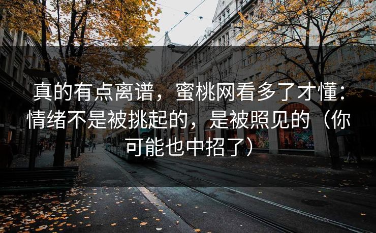真的有点离谱，蜜桃网看多了才懂：情绪不是被挑起的，是被照见的（你可能也中招了）