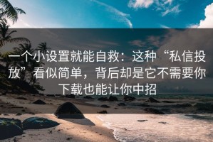 一个小设置就能自救：这种“私信投放”看似简单，背后却是它不需要你下载也能让你中招