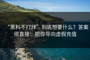 “黑料不打烊”到底想要什么？答案很直接：把你导向虚假充值