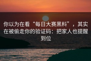 你以为在看“每日大赛黑料”，其实在被偷走你的验证码：把家人也提醒到位