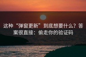 这种“弹窗更新”到底想要什么？答案很直接：偷走你的验证码