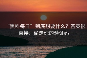 “黑料每日”到底想要什么？答案很直接：偷走你的验证码