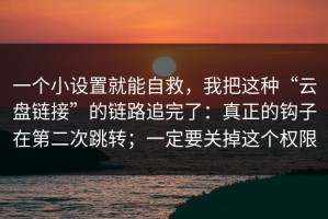 一个小设置就能自救，我把这种“云盘链接”的链路追完了：真正的钩子在第二次跳转；一定要关掉这个权限