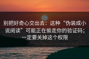 别把好奇心交出去：这种“伪装成小说阅读”可能正在偷走你的验证码；一定要关掉这个权限