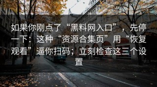 如果你刚点了“黑料网入口”，先停一下：这种“资源合集页”用“恢复观看”逼你扫码；立刻检查这三个设置