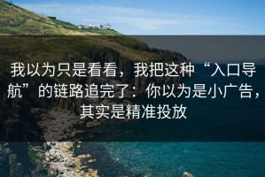 我以为只是看看，我把这种“入口导航”的链路追完了：你以为是小广告，其实是精准投放