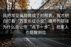 我把常见骗局做成了对照表，我才明白打着“万里长征小说”旗号的链接为什么总让你“点下一步”；把家人也提醒到位