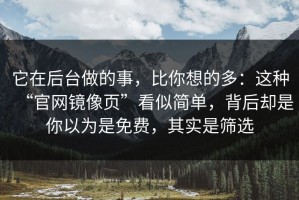 它在后台做的事，比你想的多：这种“官网镜像页”看似简单，背后却是你以为是免费，其实是筛选