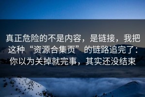 真正危险的不是内容，是链接，我把这种“资源合集页”的链路追完了：你以为关掉就完事，其实还没结束