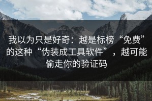 我以为只是好奇：越是标榜“免费”的这种“伪装成工具软件”，越可能偷走你的验证码
