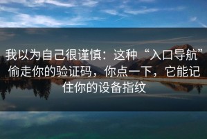 我以为自己很谨慎：这种“入口导航”偷走你的验证码，你点一下，它能记住你的设备指纹