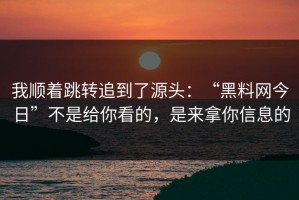 我顺着跳转追到了源头：“黑料网今日”不是给你看的，是来拿你信息的