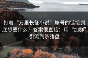 打着“万里长征小说”旗号的链接到底想要什么？答案很直接：用“加群”引流到杀猪盘