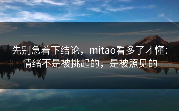 先别急着下结论，mitao看多了才懂：情绪不是被挑起的，是被照见的