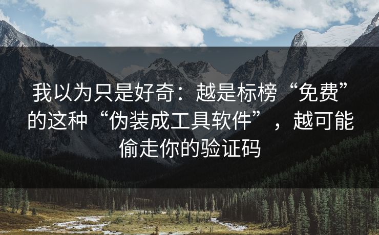 我以为只是好奇：越是标榜“免费”的这种“伪装成工具软件”，越可能偷走你的验证码