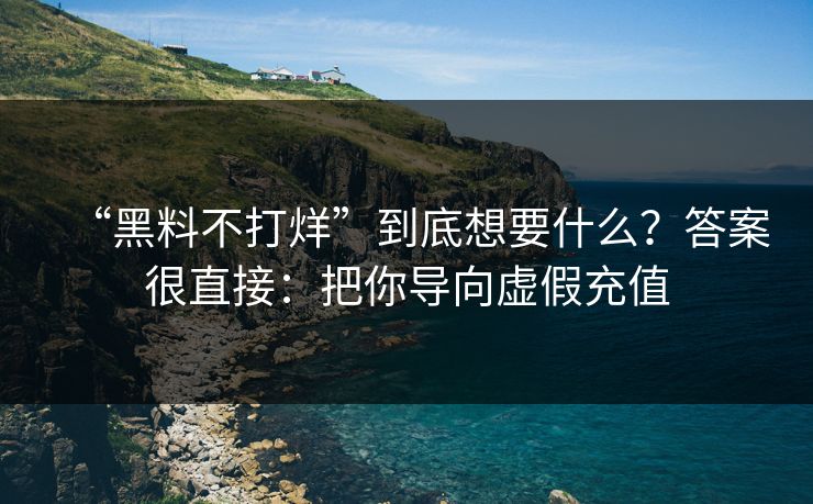 “黑料不打烊”到底想要什么？答案很直接：把你导向虚假充值