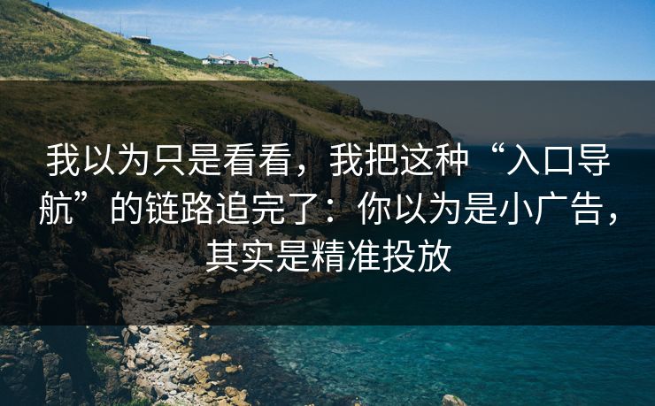 我以为只是看看，我把这种“入口导航”的链路追完了：你以为是小广告，其实是精准投放