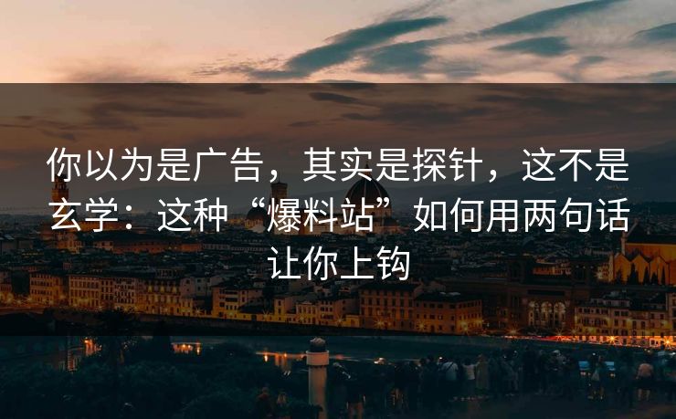 你以为是广告，其实是探针，这不是玄学：这种“爆料站”如何用两句话让你上钩
