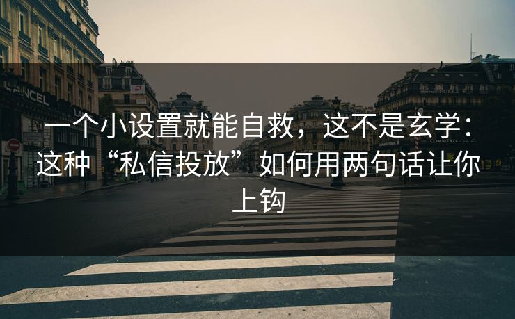 一个小设置就能自救，这不是玄学：这种“私信投放”如何用两句话让你上钩