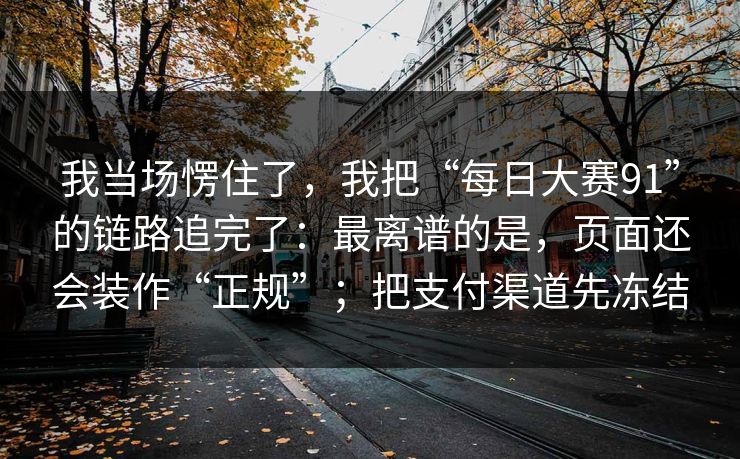 我当场愣住了，我把“每日大赛91”的链路追完了：最离谱的是，页面还会装作“正规”；把支付渠道先冻结
