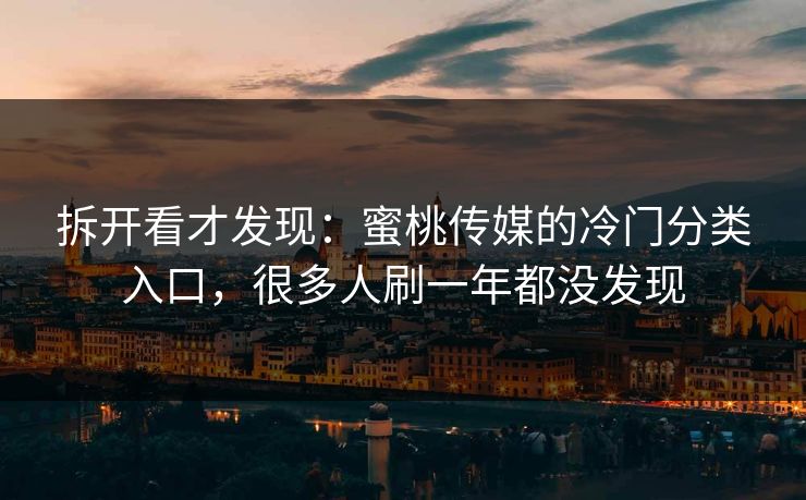 拆开看才发现：蜜桃传媒的冷门分类入口，很多人刷一年都没发现