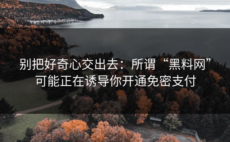 别把好奇心交出去：所谓“黑料网”可能正在诱导你开通免密支付